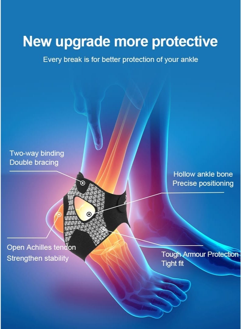 Maseda Adjustable Compression Ankle Brace for Men and Women, Sports Ankle Support for Achilles Tendon and Plantar Fasciitis, Breathable Single Ankle Brace for Sprain and Ankle Injury Recovery (Black, XL) - Image 3